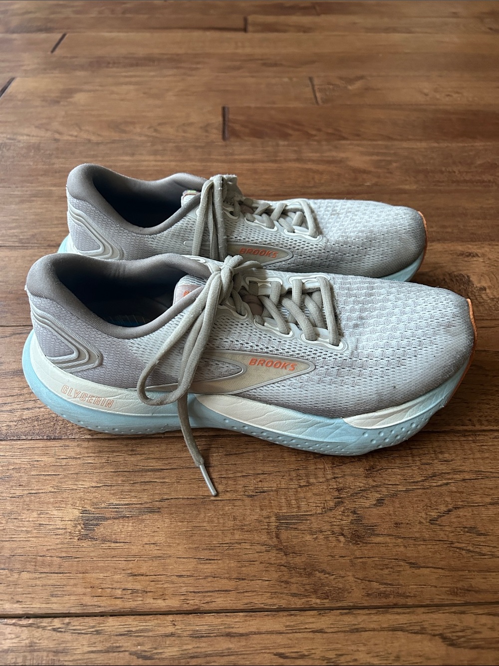 Brooks Glycerin 21 Road-Running Shoes Coconut Aqua Sunset Womens Size 8.5